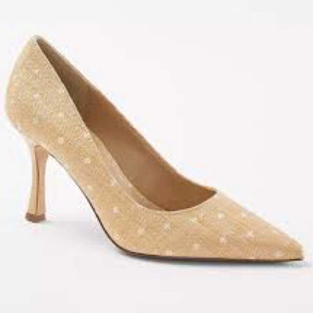 Ann Taylor Tan Cream Heels Pointed-Toe Sophistication - Picture 2 of 9